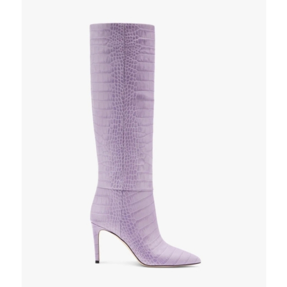 Paris Texas Shoes - Paris Texas lilac embosed croco Stiletto knee high boots